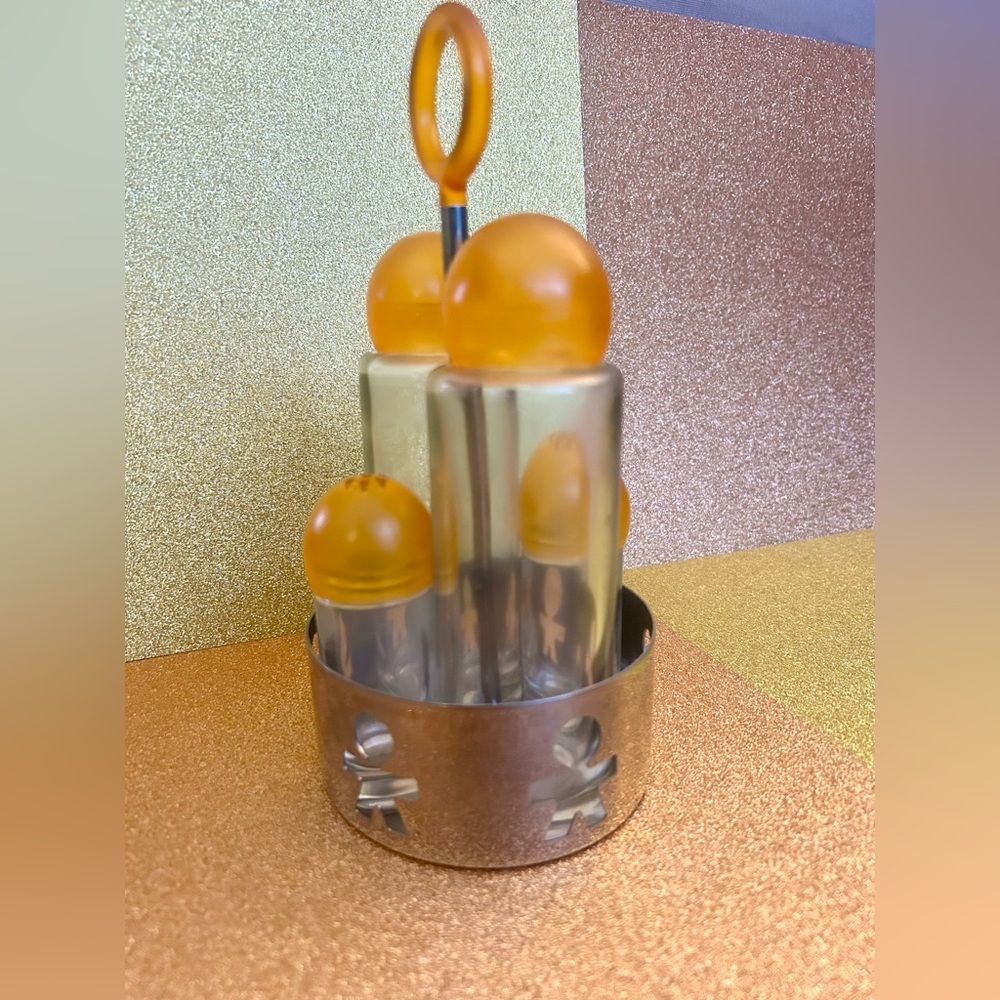 Vintage Alessi Girotondo Condiment Set: Orange King Kong Design
